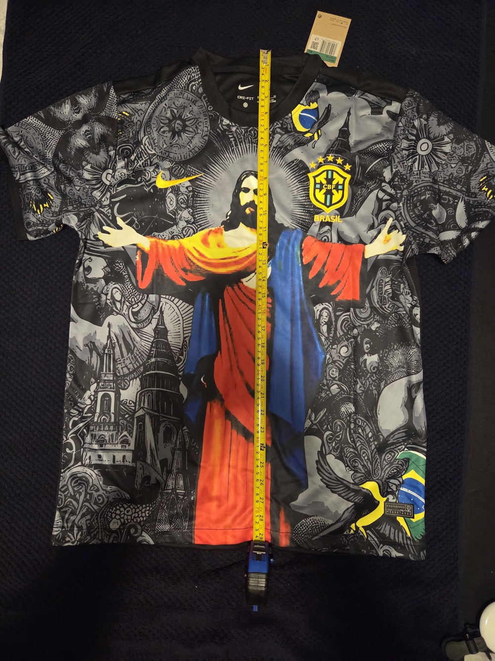 Nike Brasil Graphic Men's Shirt - Black with Red & Blue Graphic - Picture 2 of 7